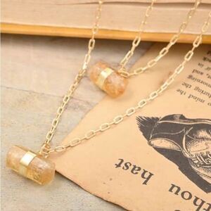 Brazilian Natural Citrine Double Layer Necklace 21-23” in Goldtone 11.50ctw